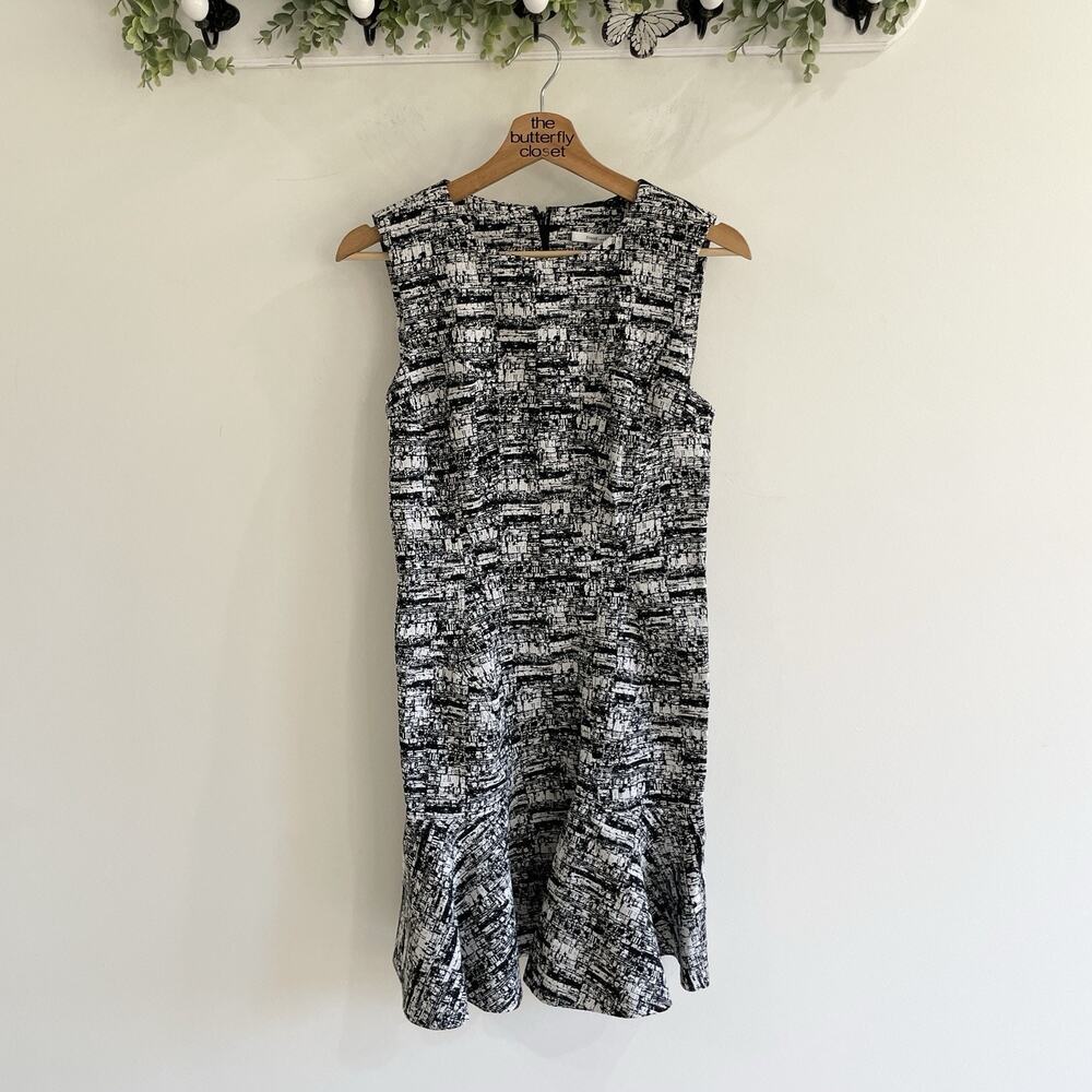 Diane von Furstenberg Jaelyn sleeveless dress black And white Ruffled Hem Size 4